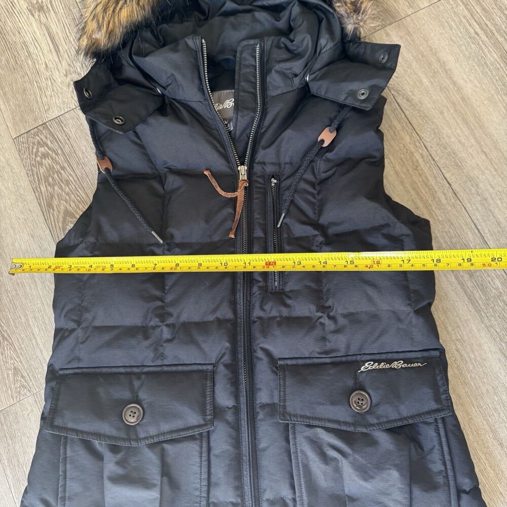 Eddie Bauer Women's Yukon Classic Fitted Down Vest Sz S Black Cabin Core MP $179 - Picture 8 of 15